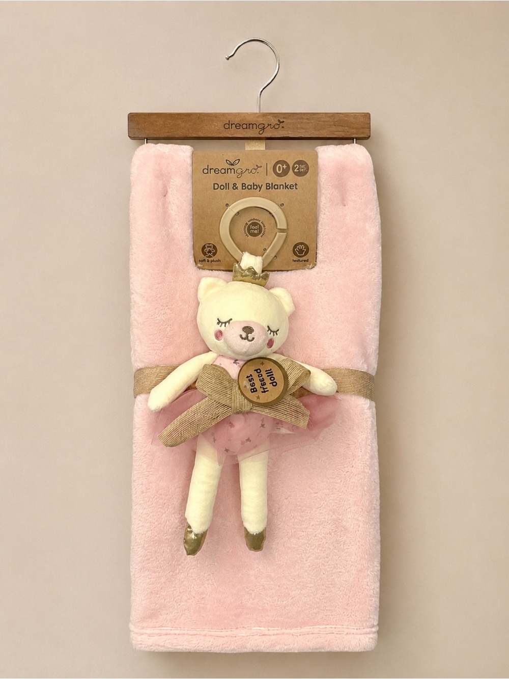 Dreamgro Doll & Baby Blanket Soft & Plush Sensory Activities 30X40
